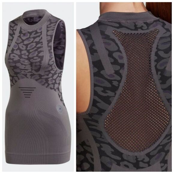 NWT|Adidas Stella McCartney TruePurpose Grey Leopard Print Seamless Tank… - Picture 3 of 10